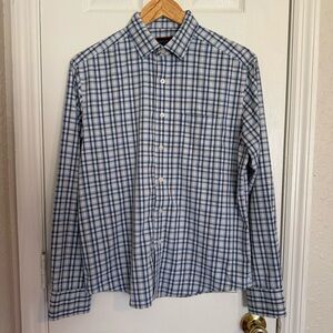 Untuckit Blue Plaid Mens Button Down Shirt Small